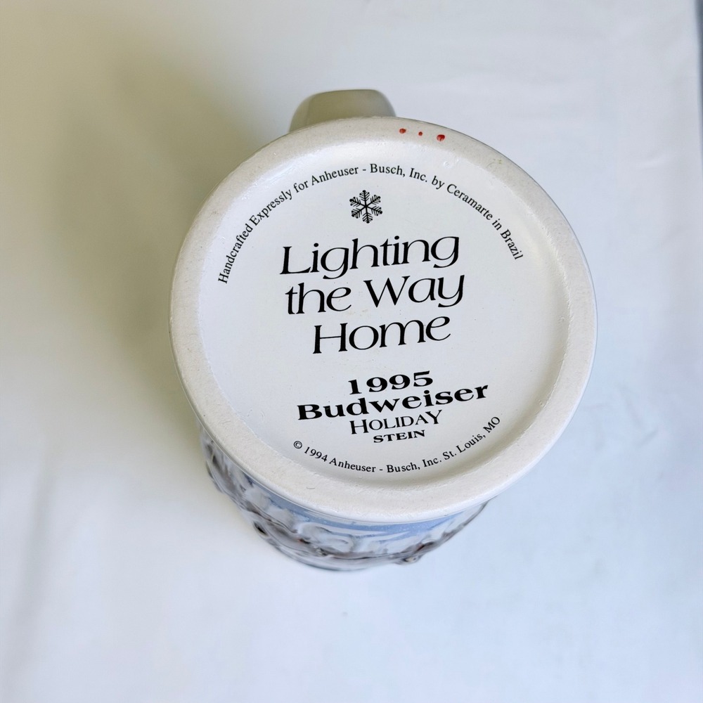 1995 Budweiser Holiday Stein Lighting the Way Home Clydesdale Christmas Mug CS24 - Picture 5 of 6
